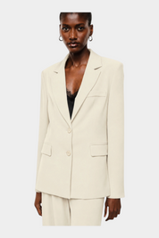 Blazer monopetto con tasche a patta laterali donna avorio imperial