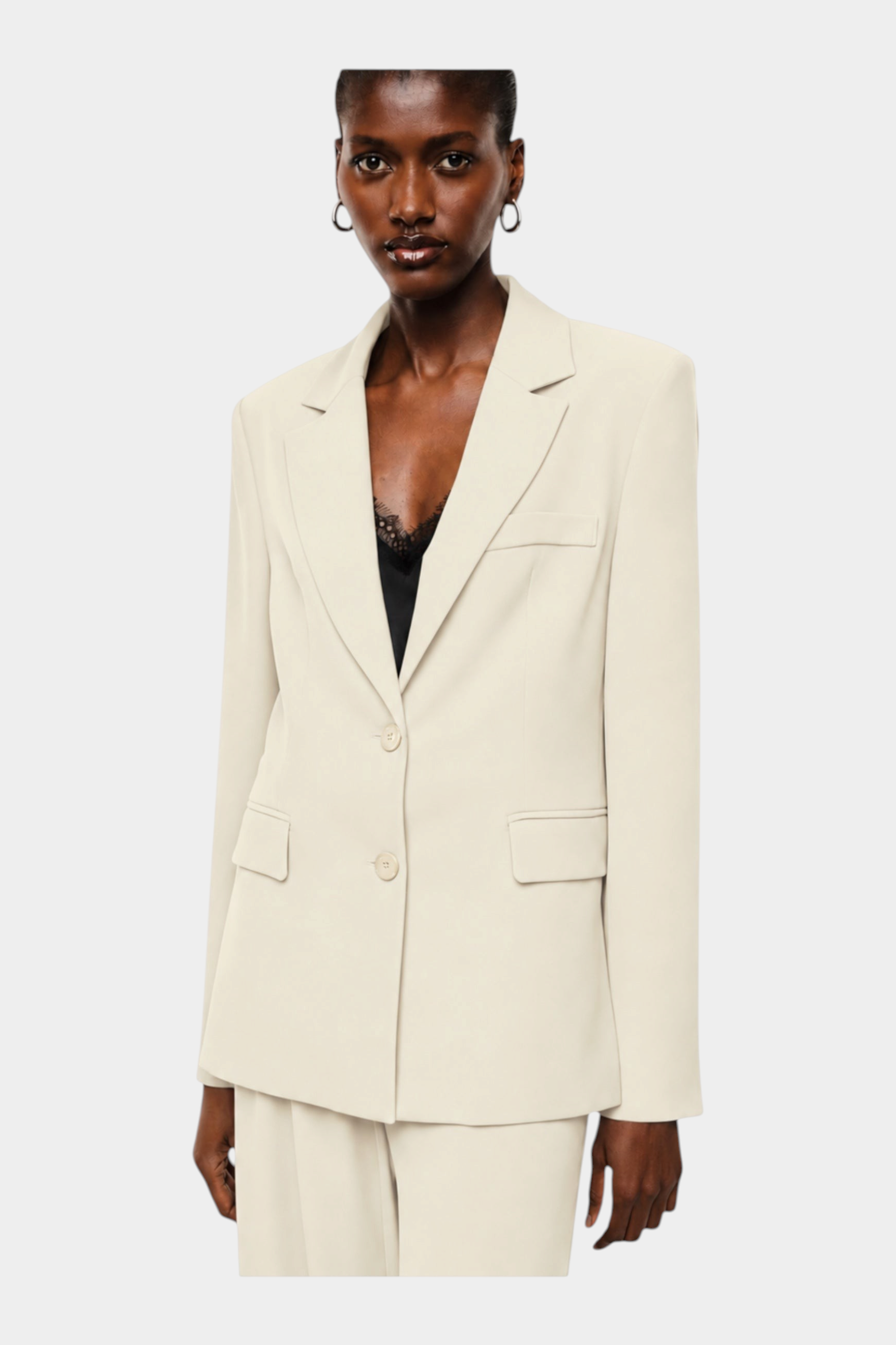 Blazer monopetto con tasche a patta laterali donna avorio imperial
