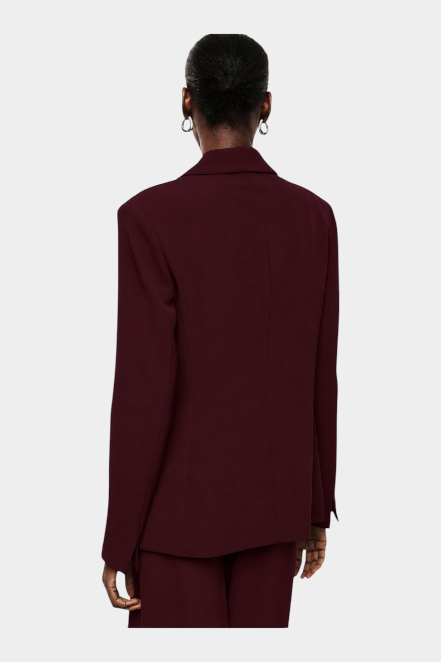 Blazer monopetto con tasche a patta laterali donna bordeaux imperial