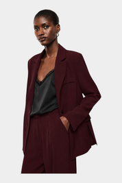 Blazer monopetto con tasche a patta laterali donna bordeaux imperial