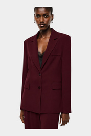 Blazer monopetto con tasche a patta laterali donna bordeaux imperial