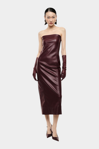 Abito midi senza spalline con scollo dritto Donna Bordeaux IMPERIAL - XS