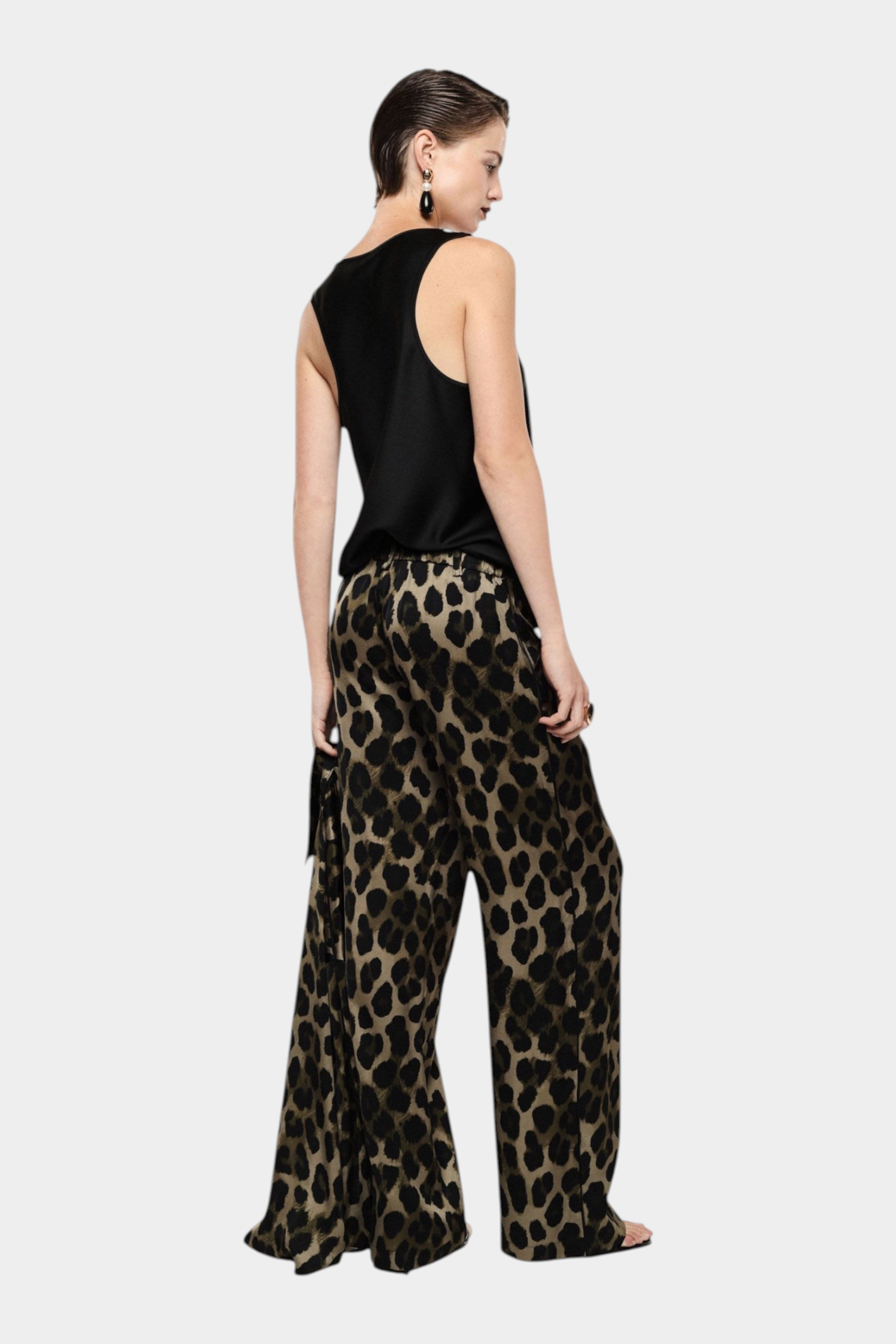 Pantaloni palazzo animalier vita alta donna multicolore imperial