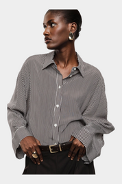 Camicia a righe regular-fit con maniche ampie donna bordeaux imperial - camicie