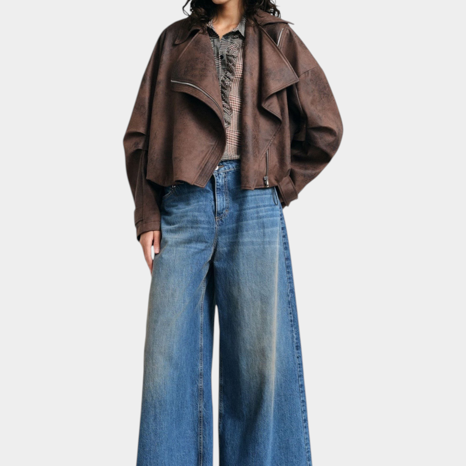 Jeans a gamba ampia con fondo sfrangiato donna blu please
