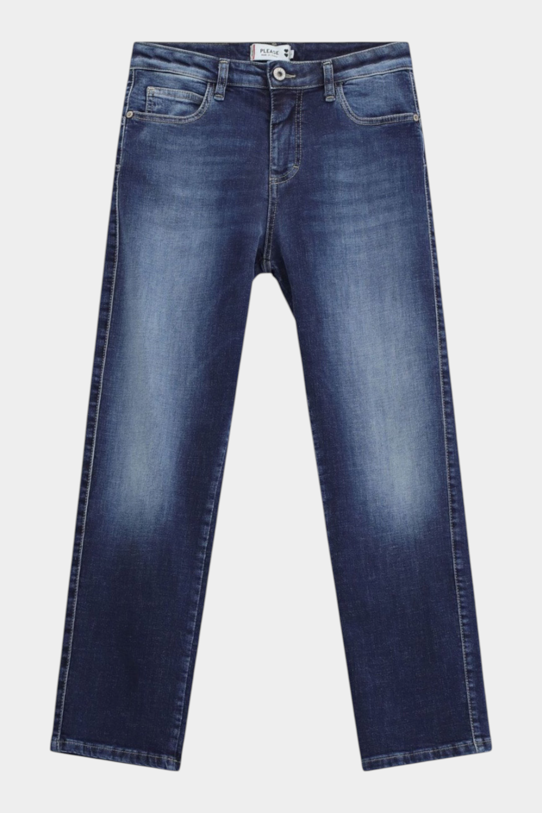 Jeans cropped vita alta donna blu please