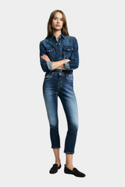 Jeans cropped vita alta donna blu please