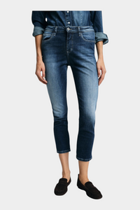 Jeans cropped vita alta Donna Blu PLEASE - S