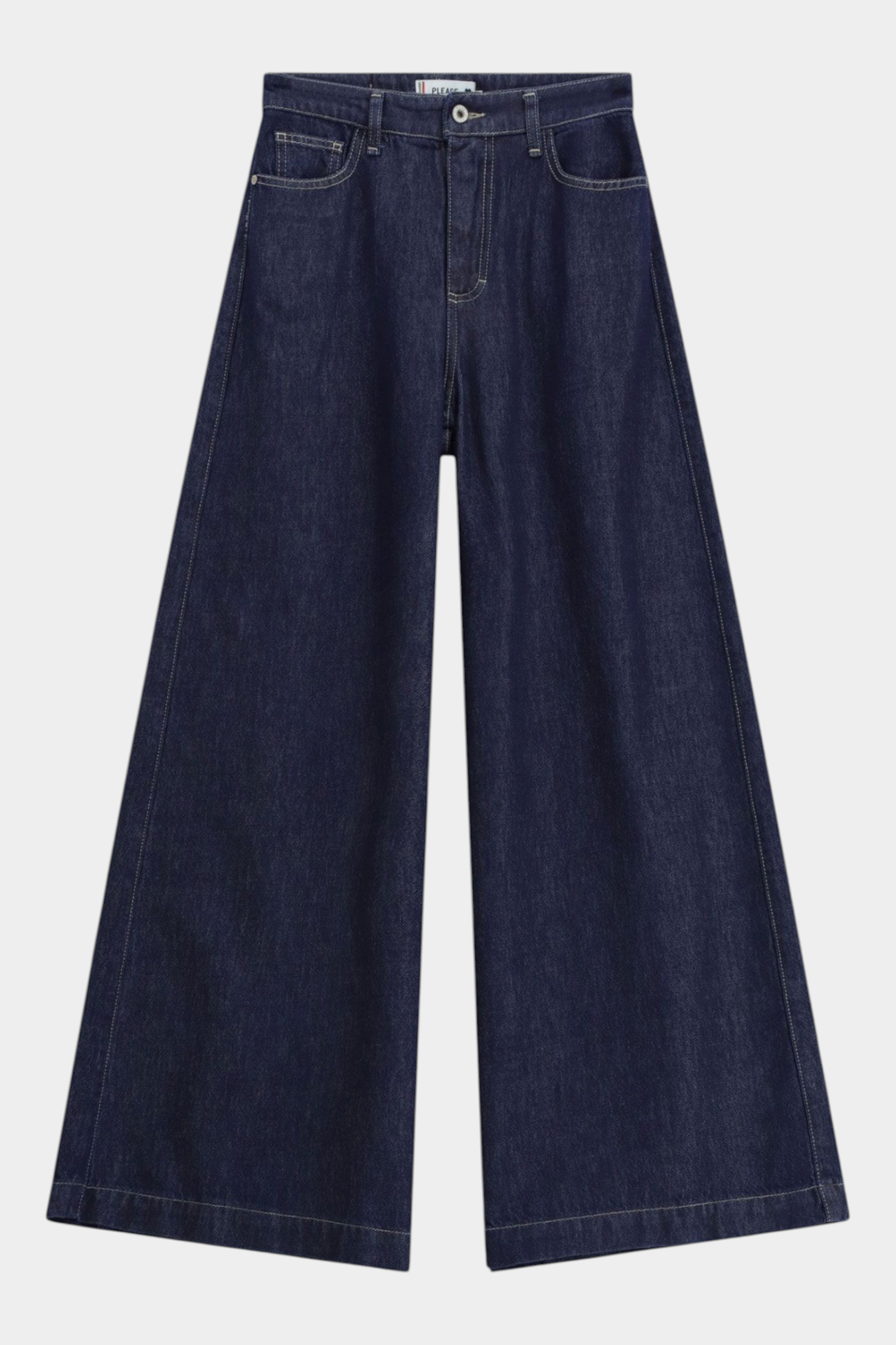 Jeans scuri a gamba molto ampia vita media donna blu please