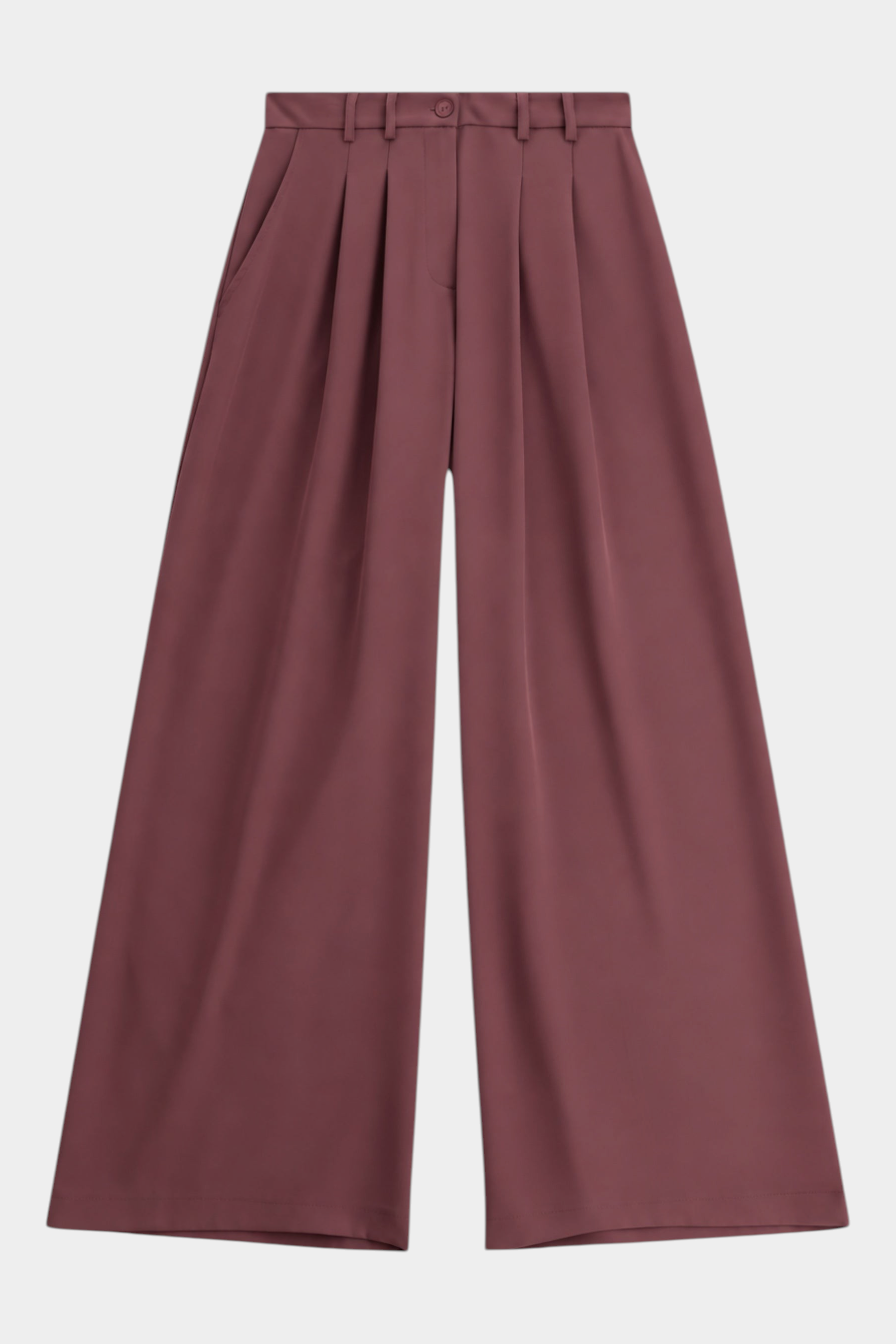 Pantaloni palazzo a vita alta con pinces donna bordeaux please