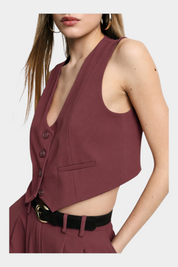 Gilet cropped donna bordeaux please