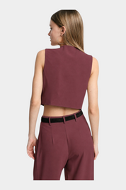 Gilet cropped donna bordeaux please