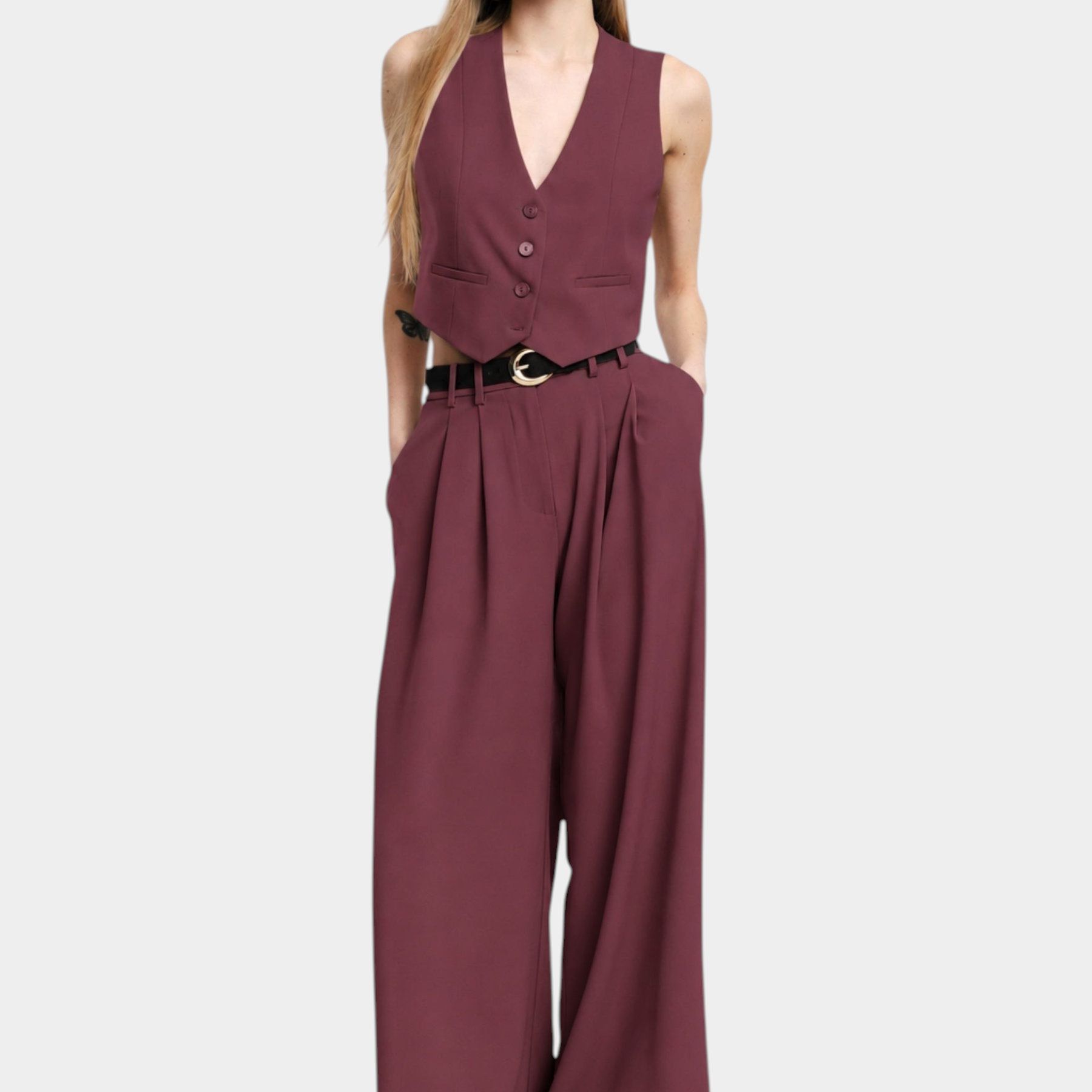 Gilet cropped donna bordeaux please