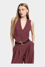 Gilet cropped donna bordeaux please