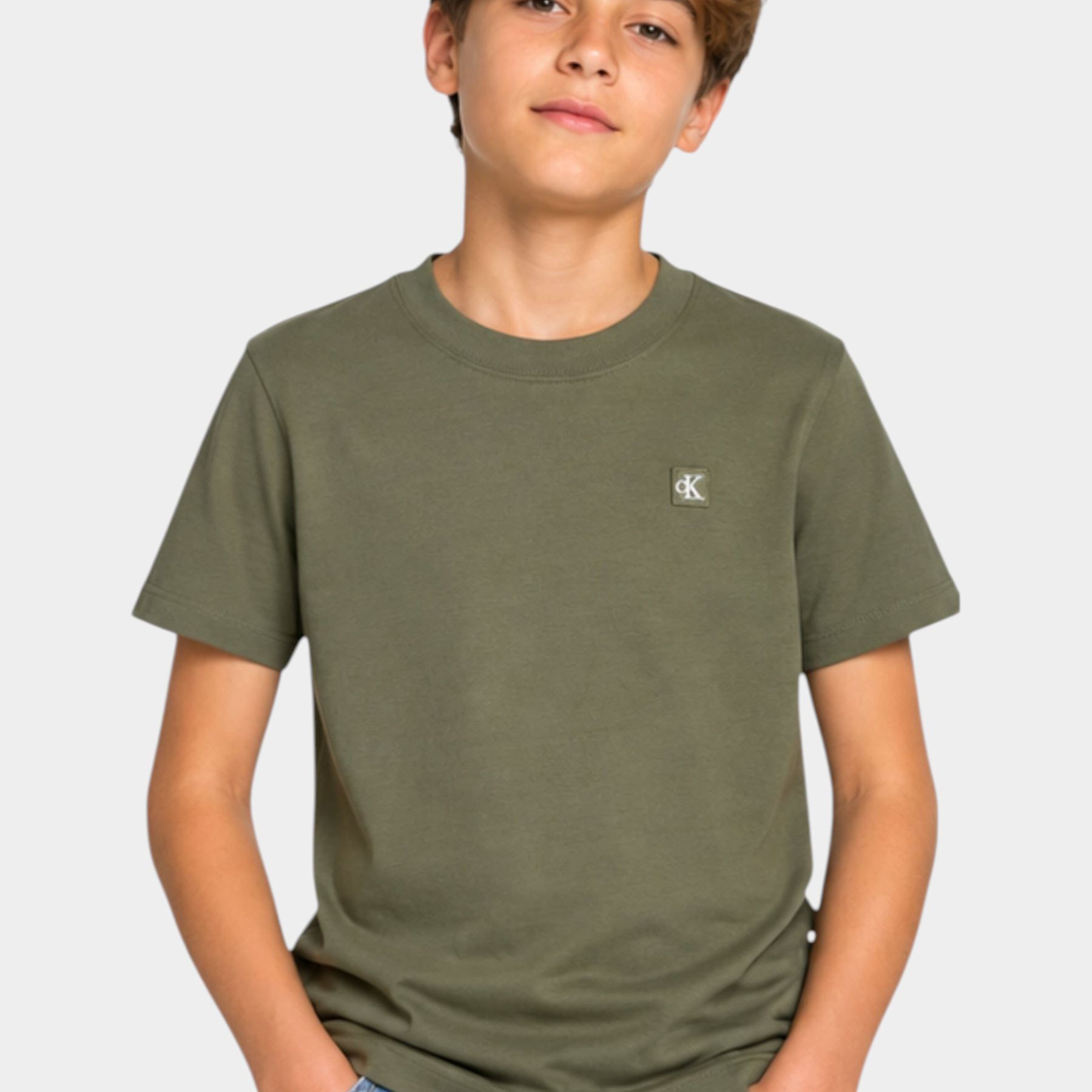 T-shirt con logo iconico bambino verde calvin klein