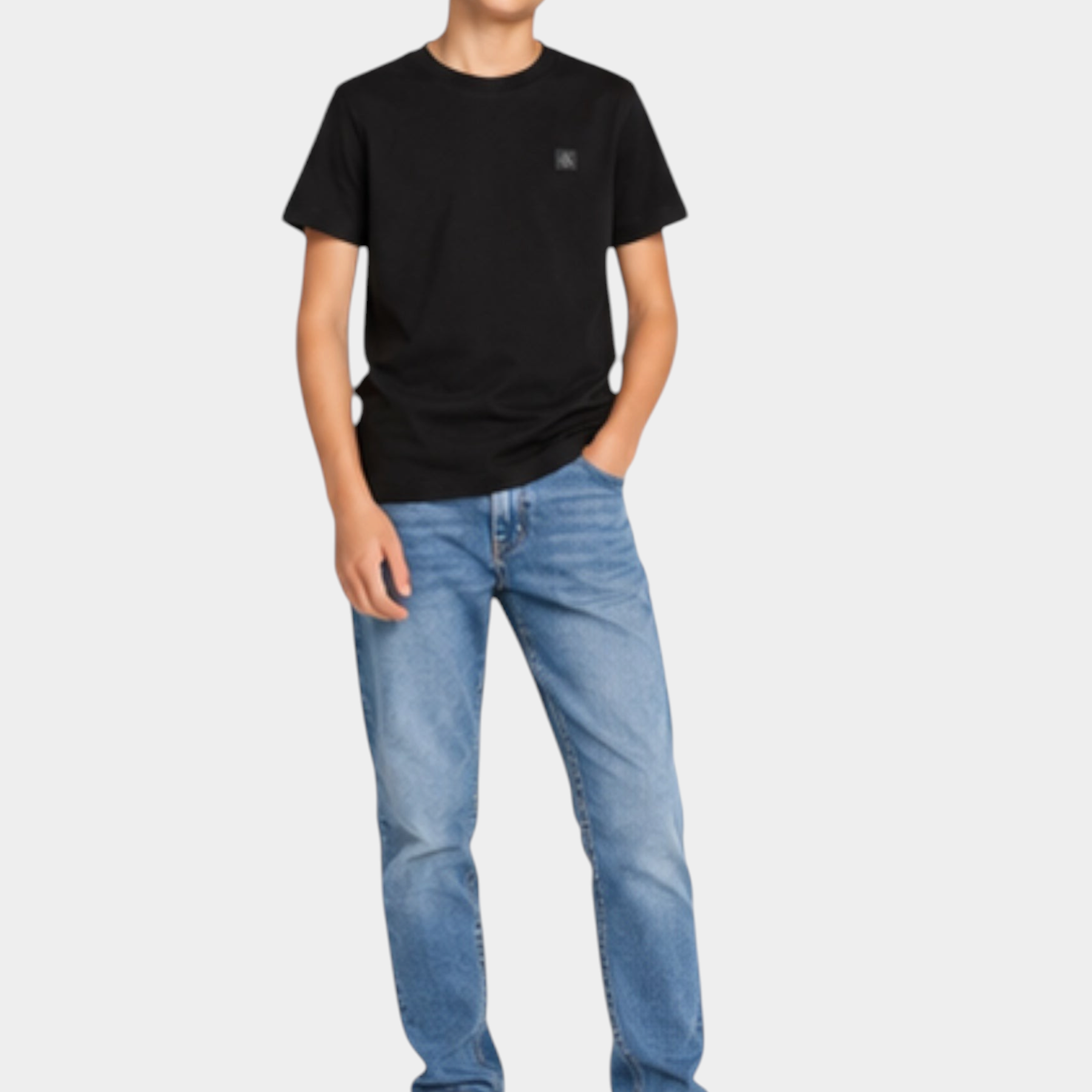 T-shirt con logo iconico bambino nero calvin klein