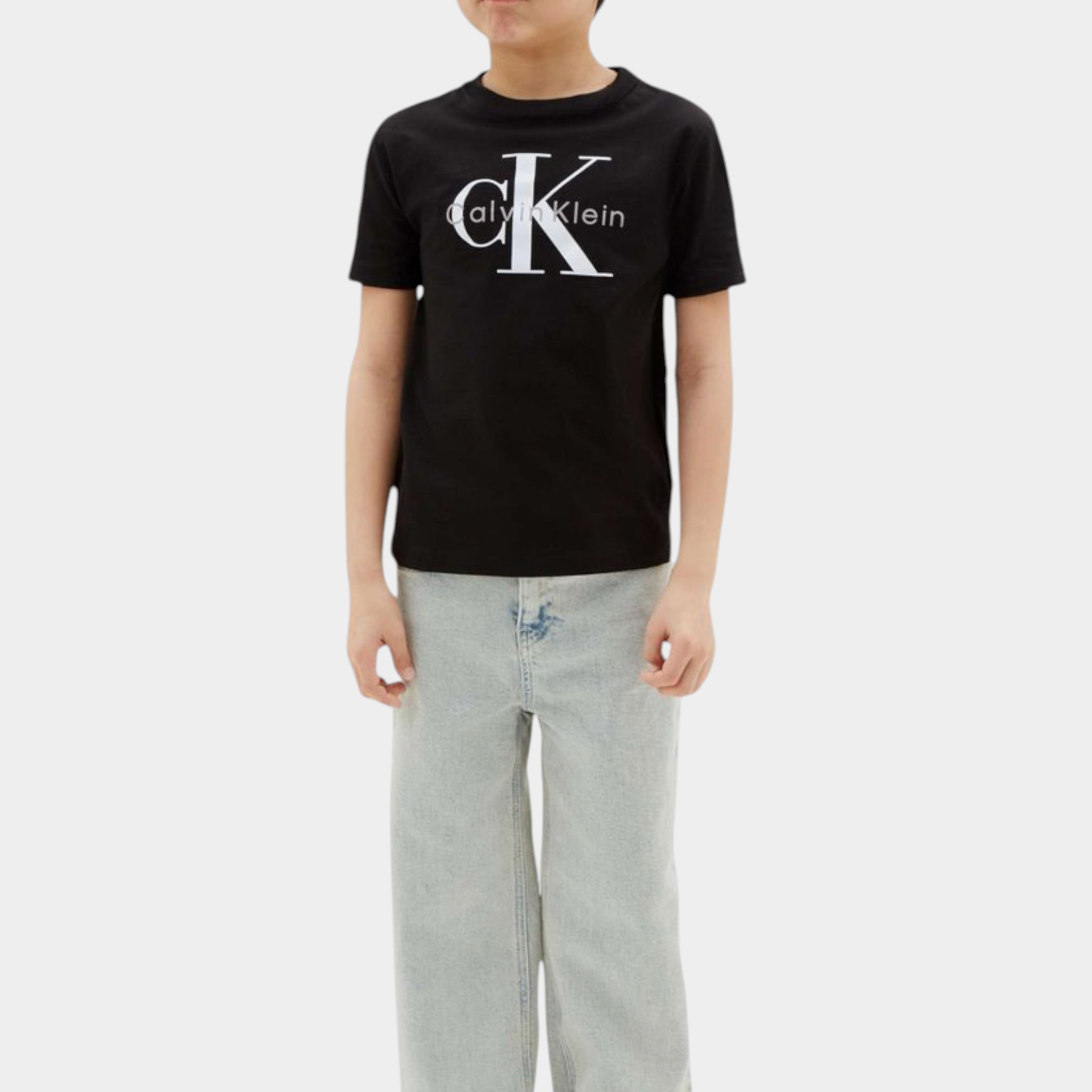 T-shirt con logo iconico bambino nero calvin klein