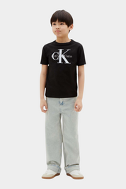 T-shirt con logo iconico bambino nero calvin klein