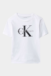 T-shirt con logo iconico bambino bianco calvin klein
