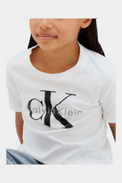 T-shirt con logo iconico bambino bianco calvin klein