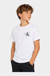 T-shirt con logo iconico bambino bianco calvin klein
