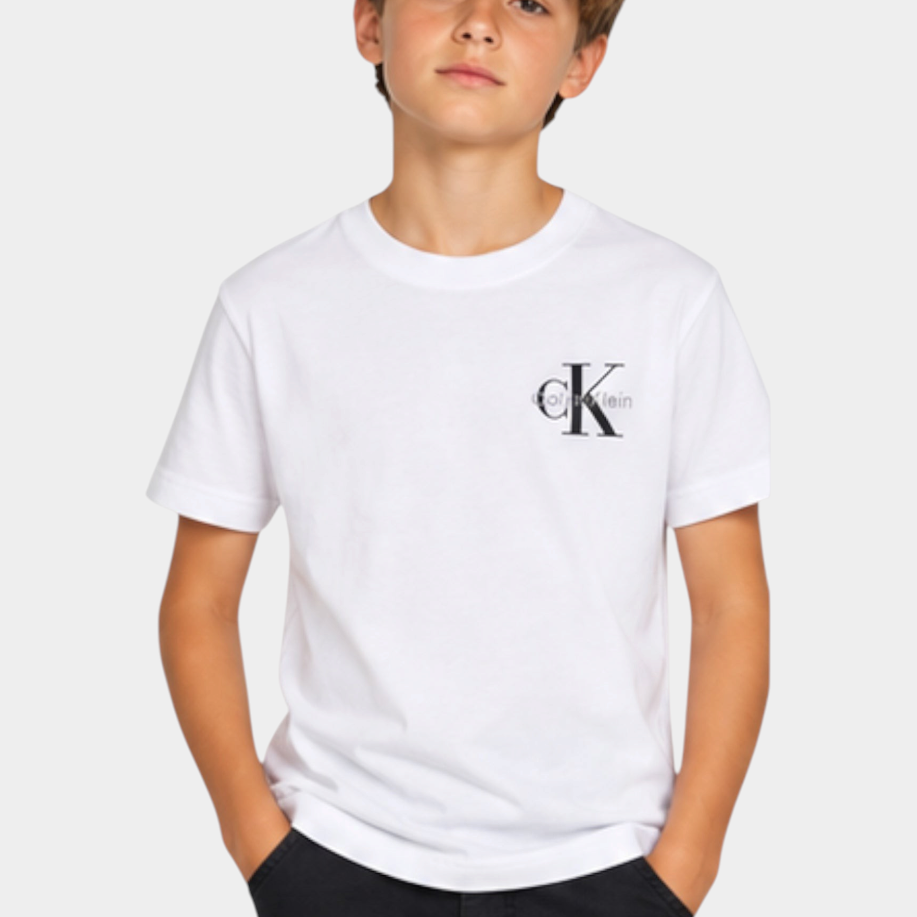T-shirt con logo iconico bambino bianco calvin klein