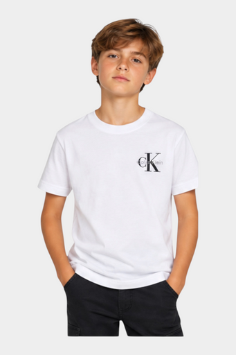 T-shirt con logo iconico bambino bianco calvin klein