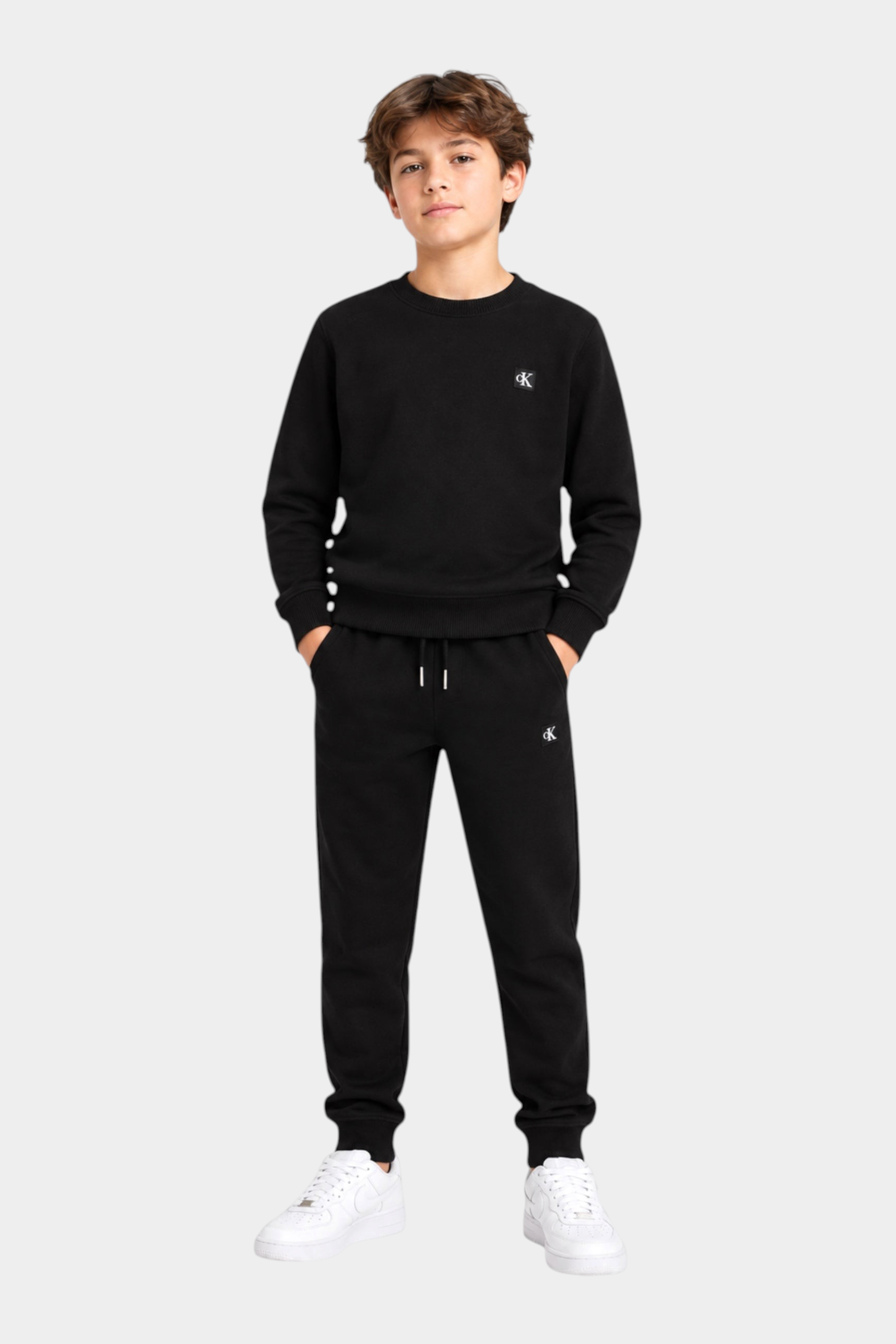 Felpa girocollo bambino nero calvin klein - felpe