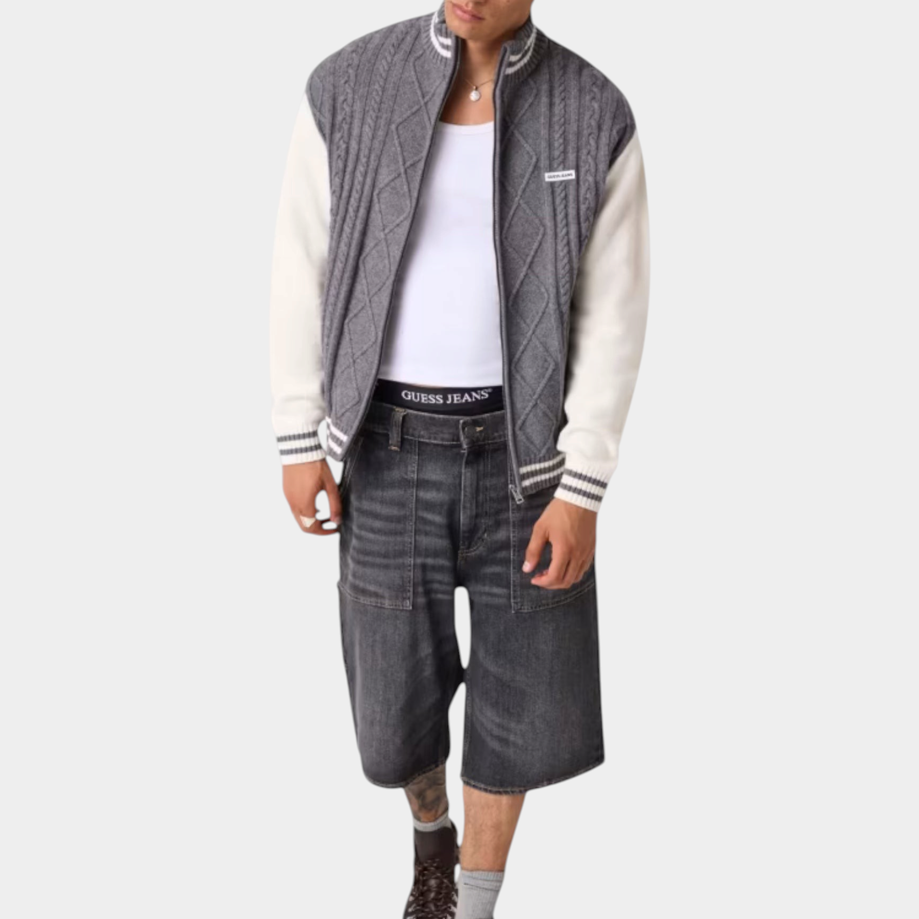 Maglione bomber uomo grigio guess - maglie