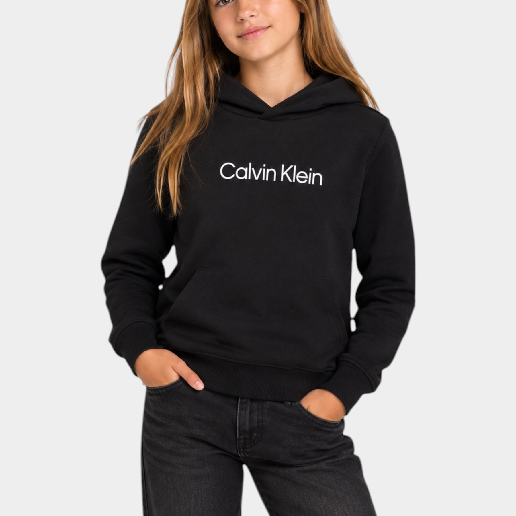 Felpa cappuccio bambino nero calvin klein - felpe