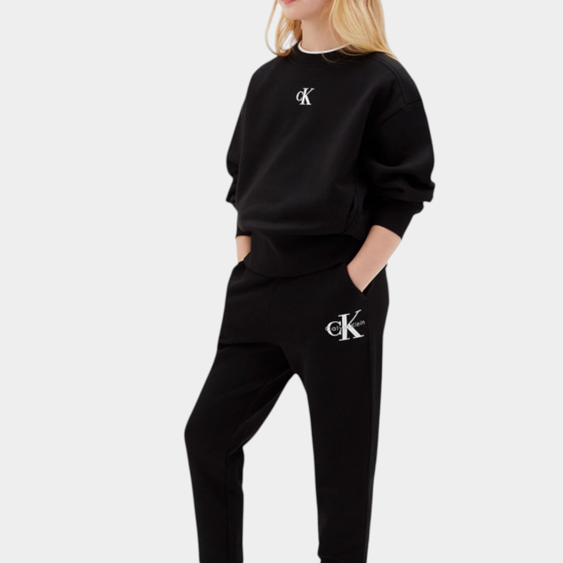 Pantaloni sportivi bambina nero calvin klein