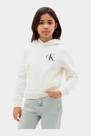 Felpa cappuccio bambina avorio calvin klein - felpe
