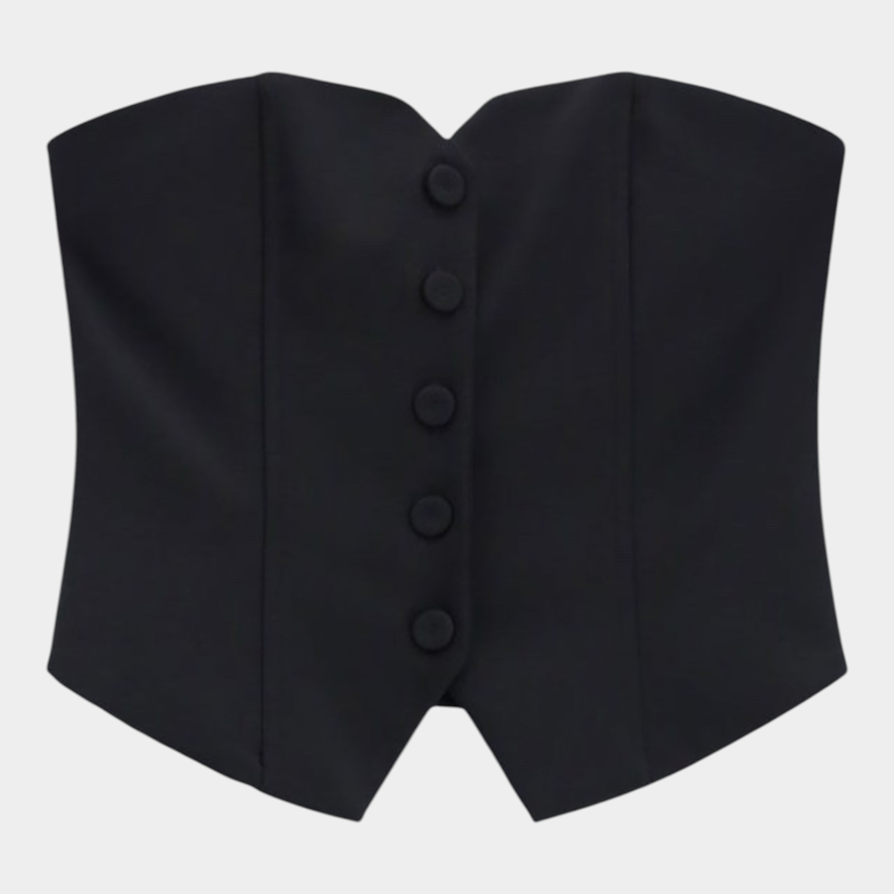 Top bustier con bottoni e scollo a cuore donna nero imperial