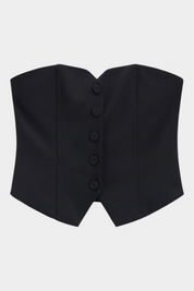 Top bustier con bottoni e scollo a cuore donna nero imperial