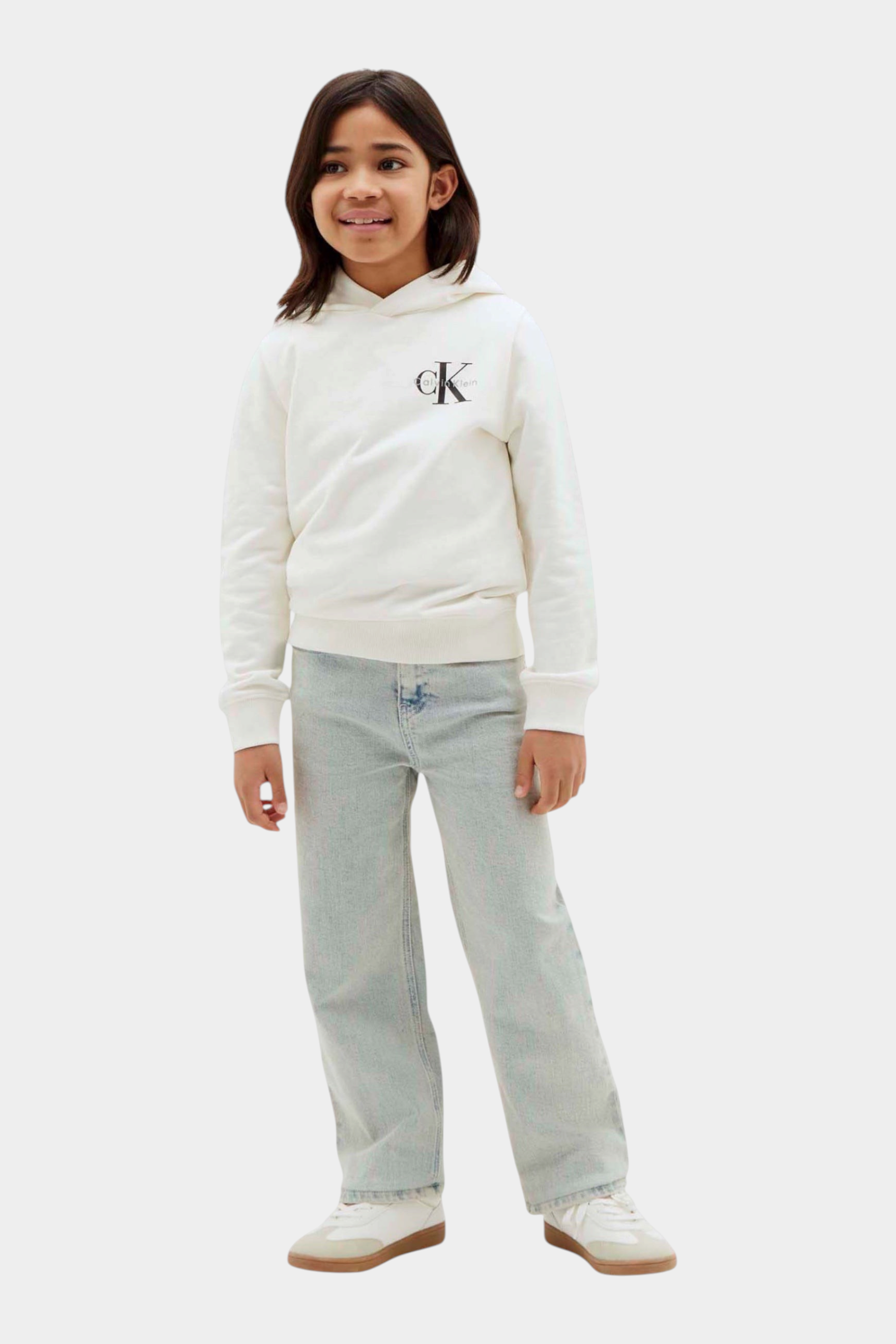 Felpa cappuccio bambina avorio calvin klein - felpe