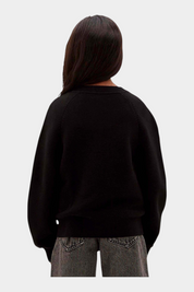 Maglione girocollo bambina nero calvin klein - maglie