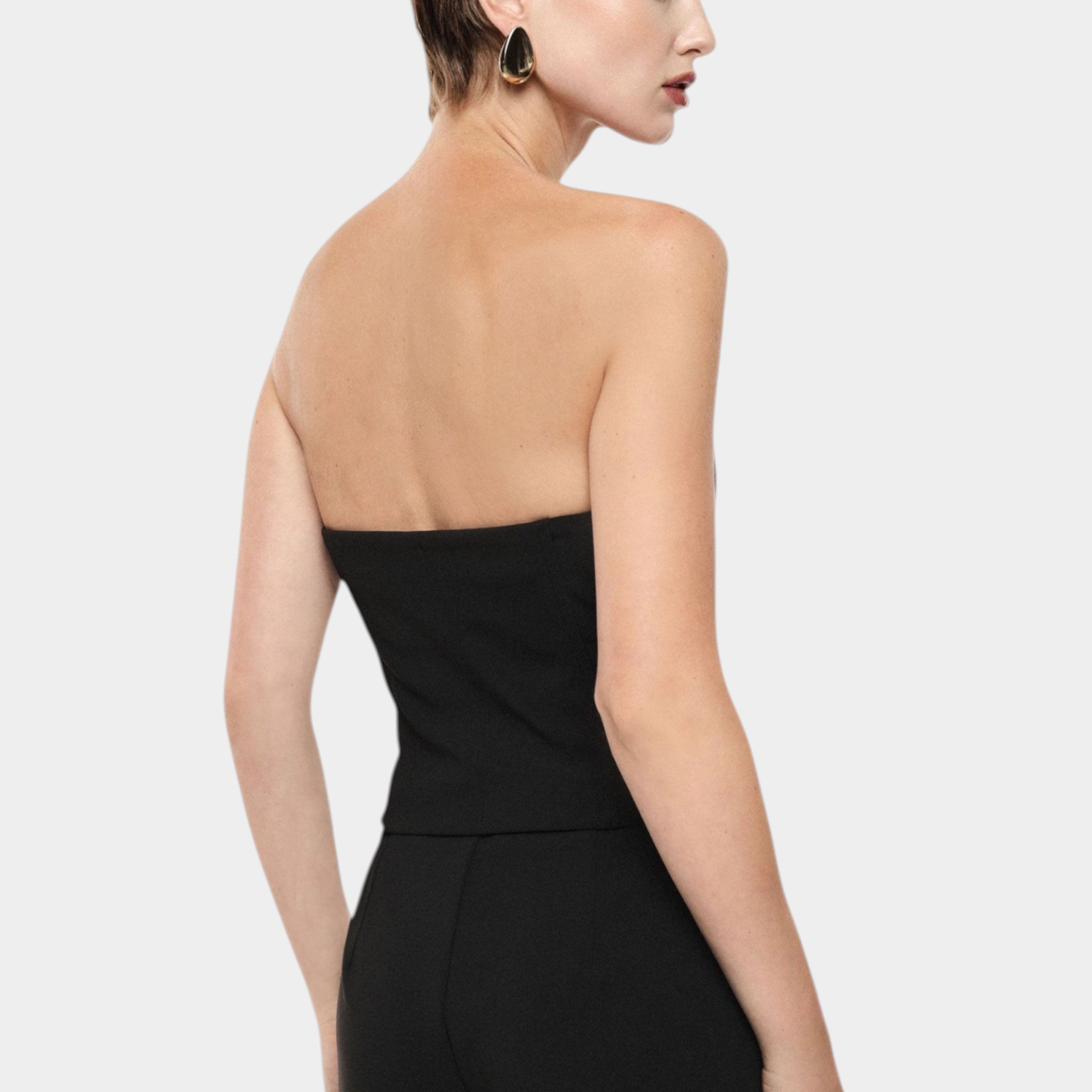 Top bustier con bottoni e scollo a cuore donna nero imperial