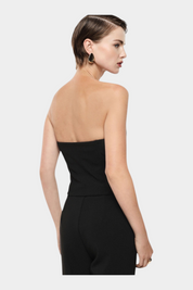 Top bustier con bottoni e scollo a cuore donna nero imperial