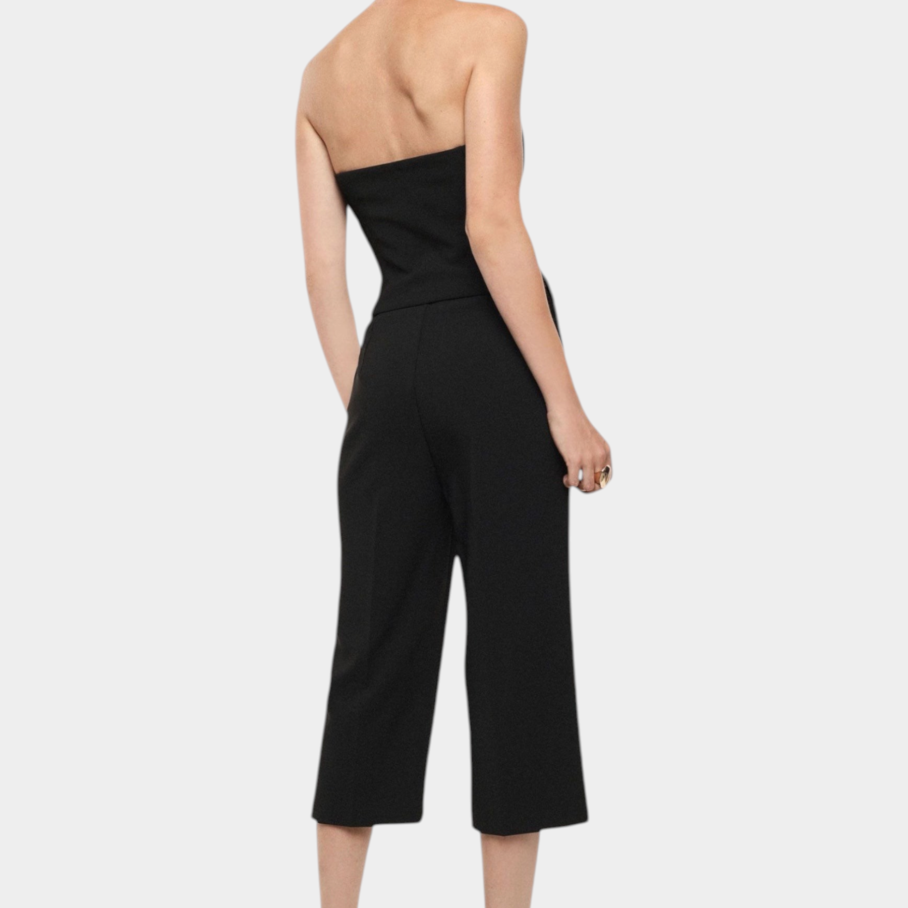 Pantaloni cropped vita alta linea ampia donna nero imperial