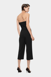 Pantaloni cropped vita alta linea ampia donna nero imperial