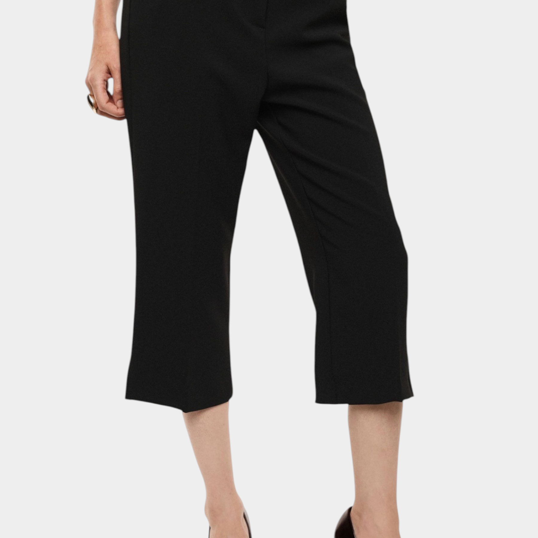 Pantaloni cropped vita alta linea ampia donna nero imperial