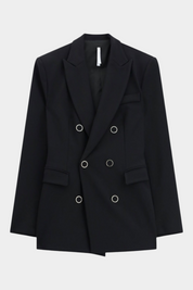 Blazer doppiopetto con tasche a pattina donna nero imperial