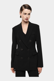 Blazer doppiopetto con tasche a pattina donna nero imperial