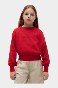 Pull à torsades pour fille rouge TOMMY HILFIGER - 8 ans
