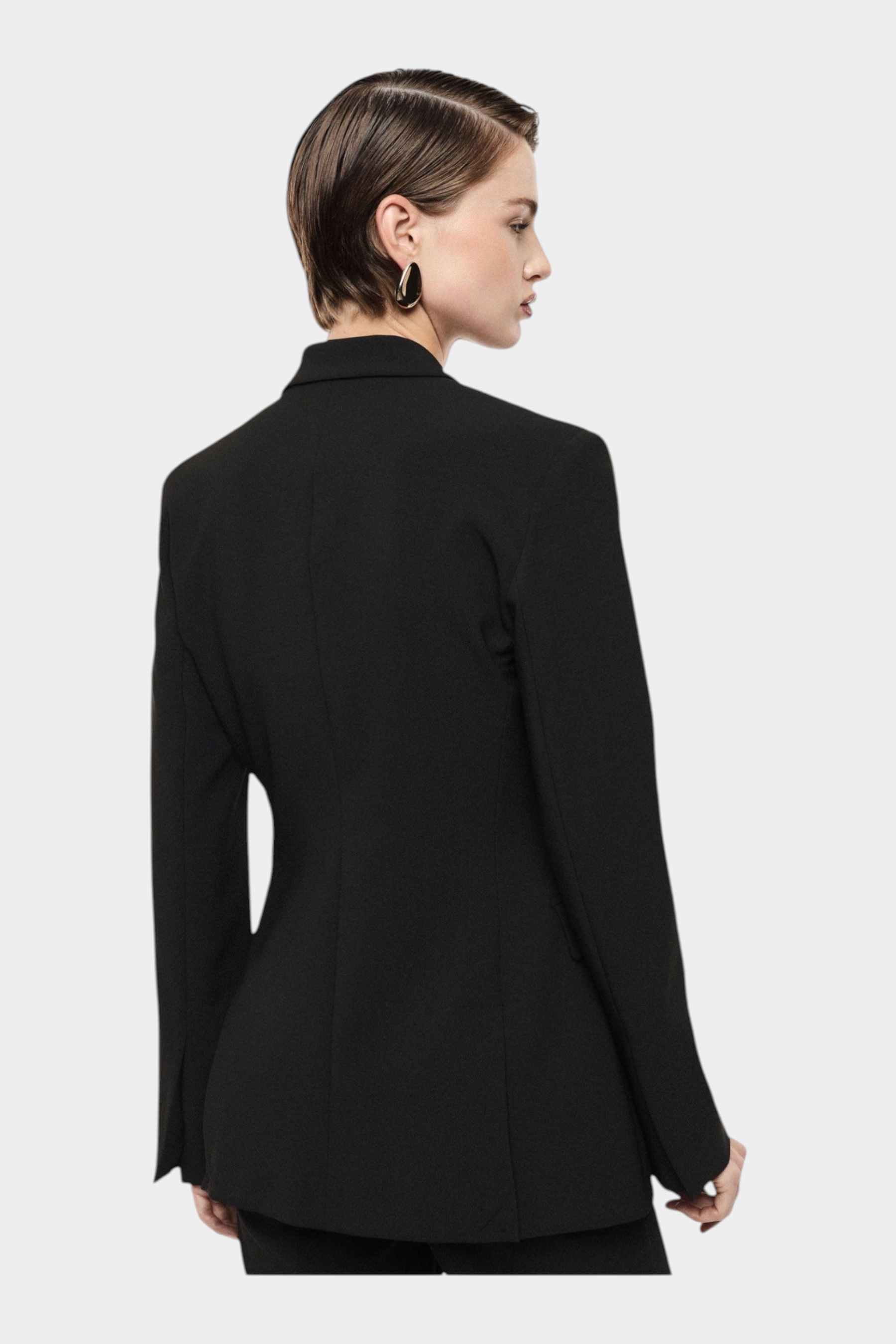 Blazer doppiopetto con tasche a pattina donna nero imperial