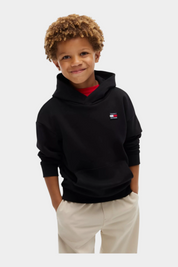 Felpa con cappuccio logo iconico bambino nero tommy hilfiger - felpe