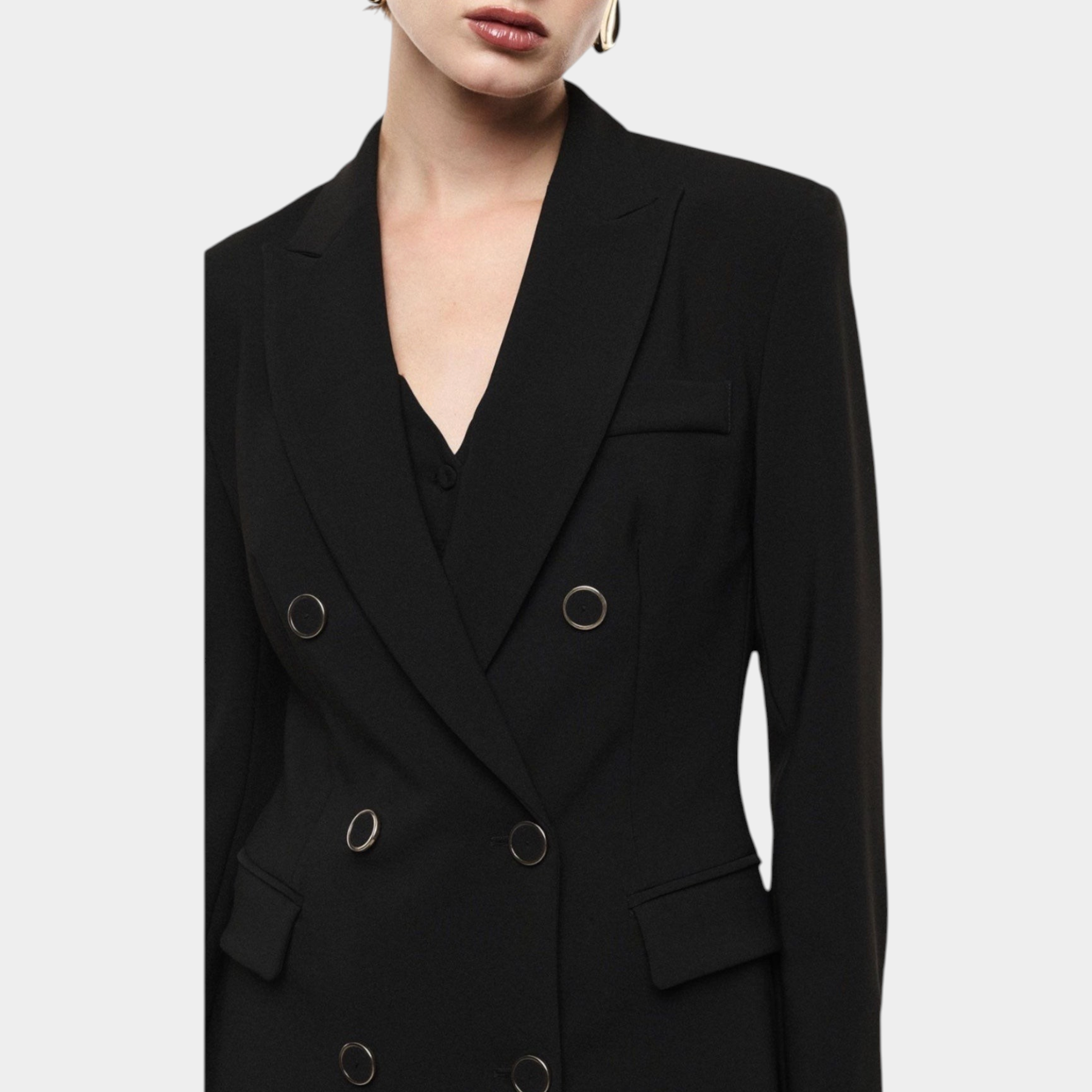 Blazer doppiopetto con tasche a pattina donna nero imperial