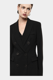 Blazer doppiopetto con tasche a pattina donna nero imperial