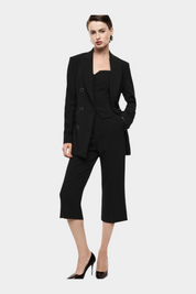 Blazer doppiopetto con tasche a pattina donna nero imperial