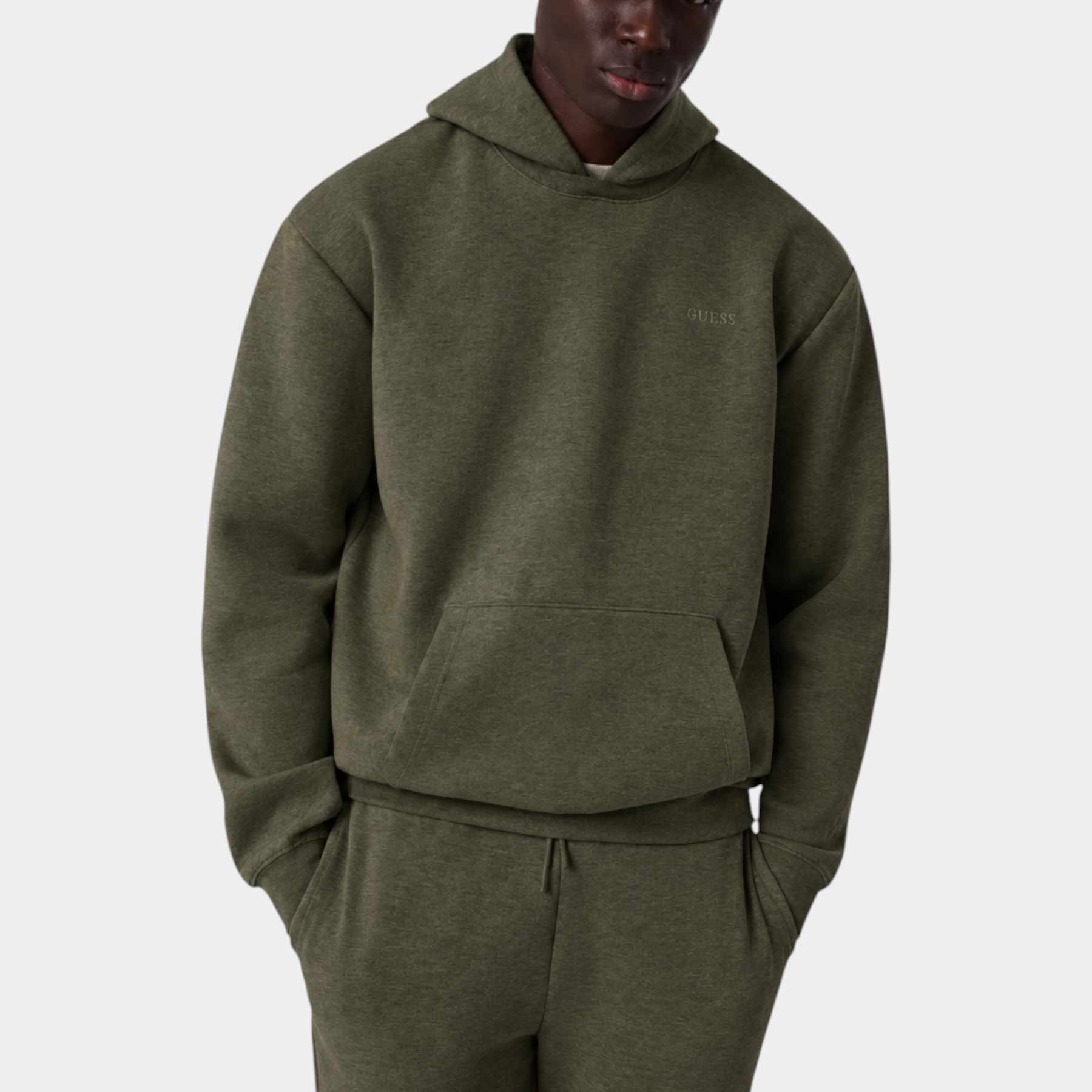 Felpa con cappuccio uomo verde guess - felpe